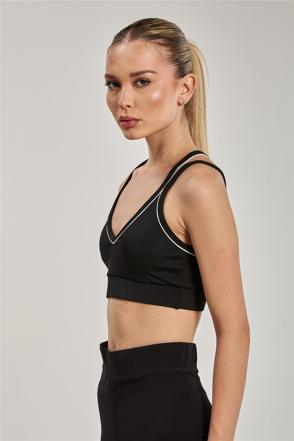 Biyeli sırtı çapraz askılı büstiyer-1003 Siyah