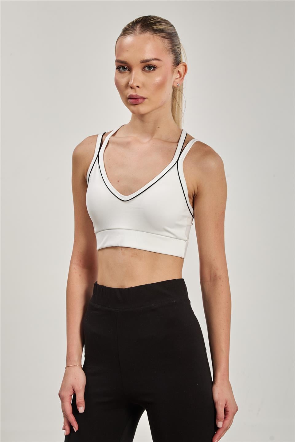 Biyeli sırtı çapraz askılı büstiyer-1003 Beyaz