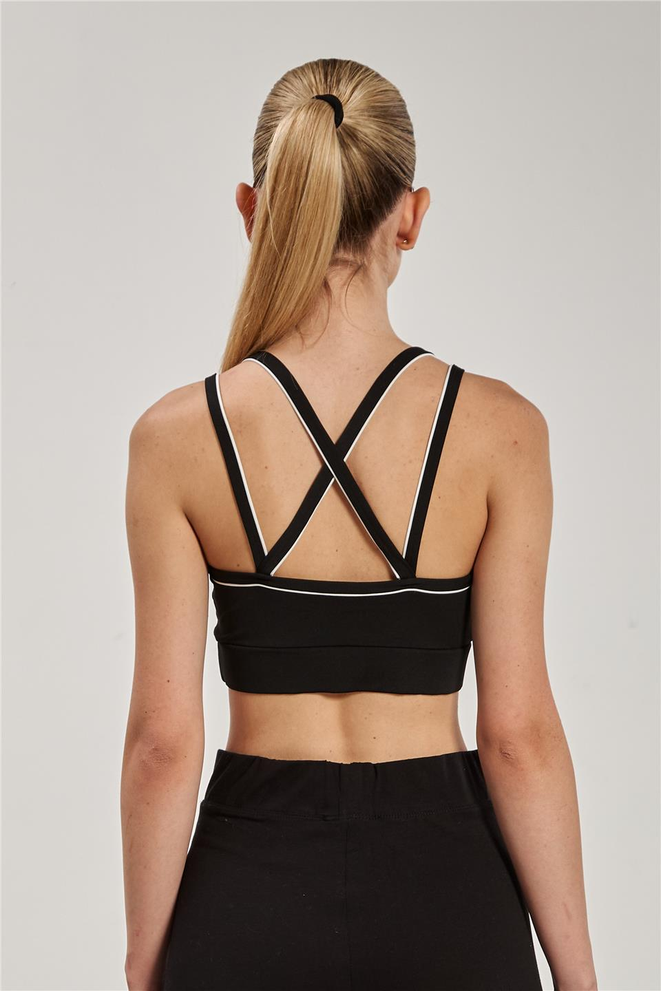 Biyeli sırtı çapraz askılı büstiyer-1003 Siyah