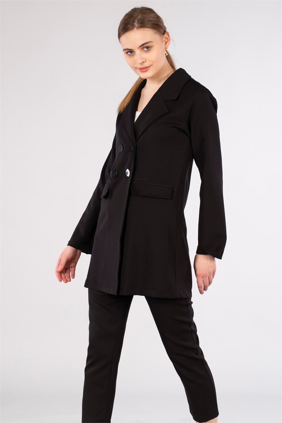 Blazer Ceketli Takım-Siyah