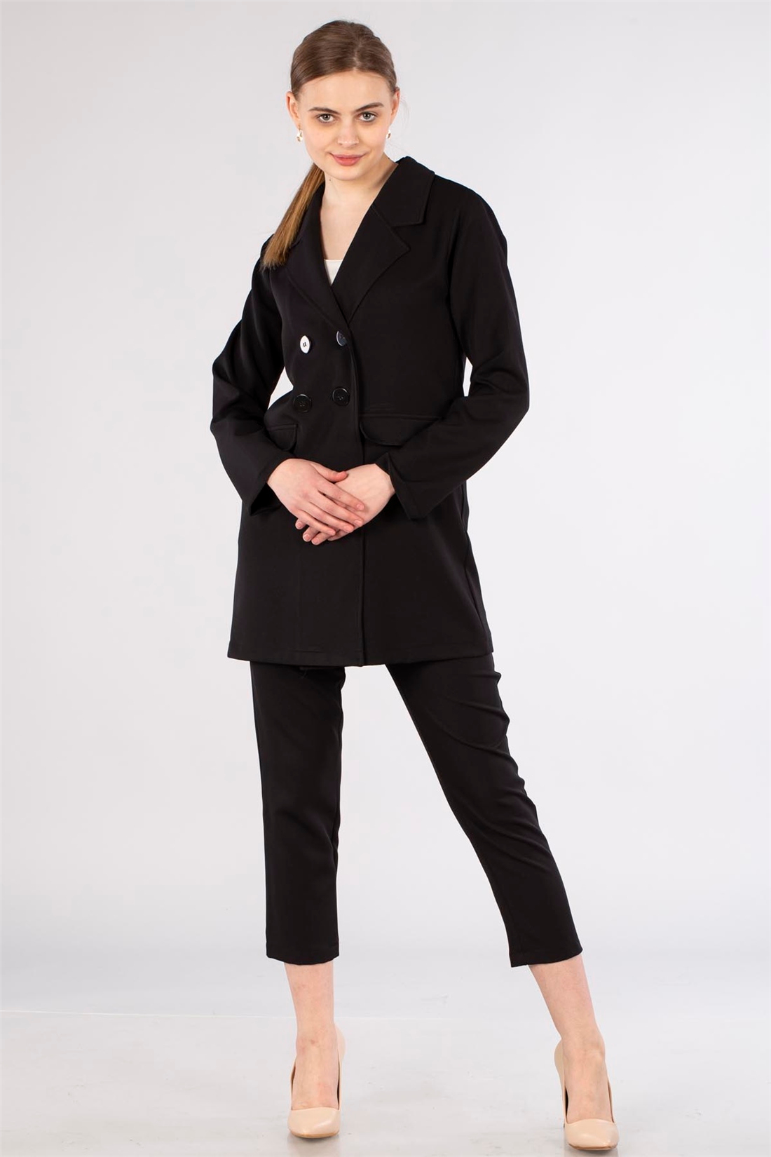 Blazer Ceketli Takım-Siyah
