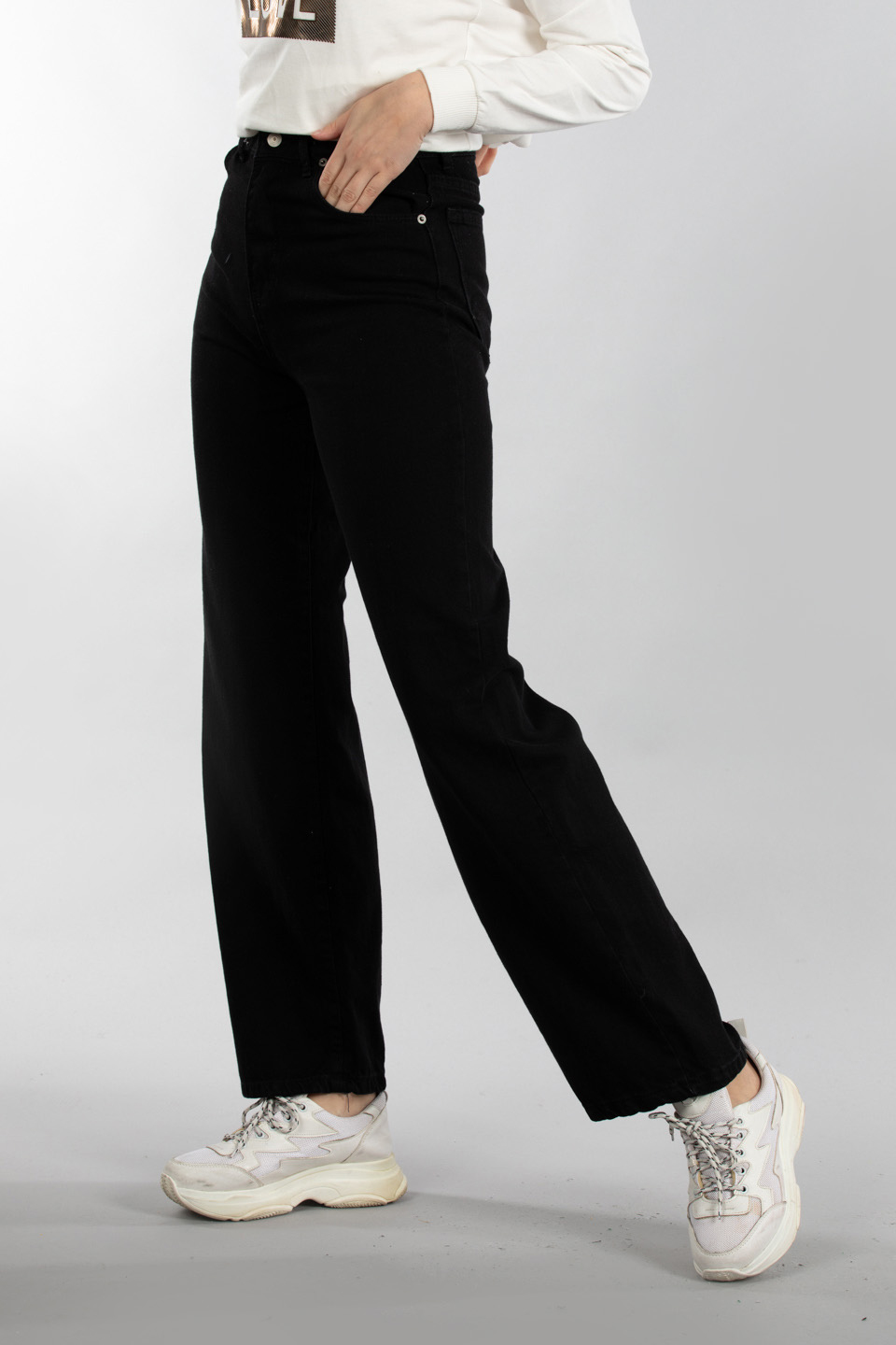 Bol paça jean pantolon-3061 Siyah