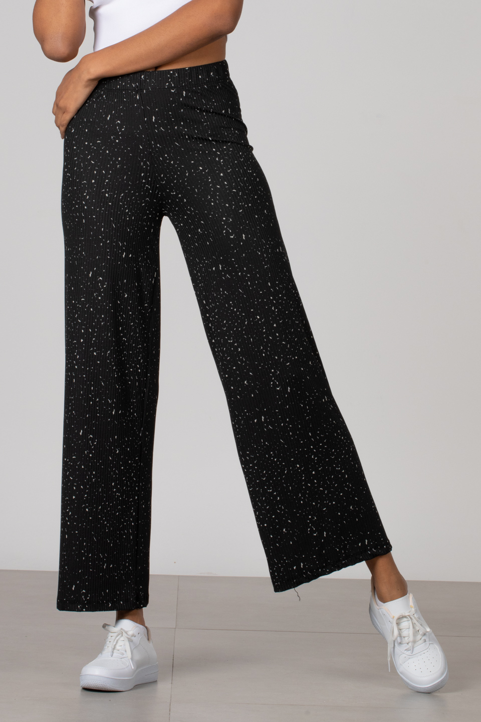 Bol paça kaşkorse pantolon-5898 Taş Desen