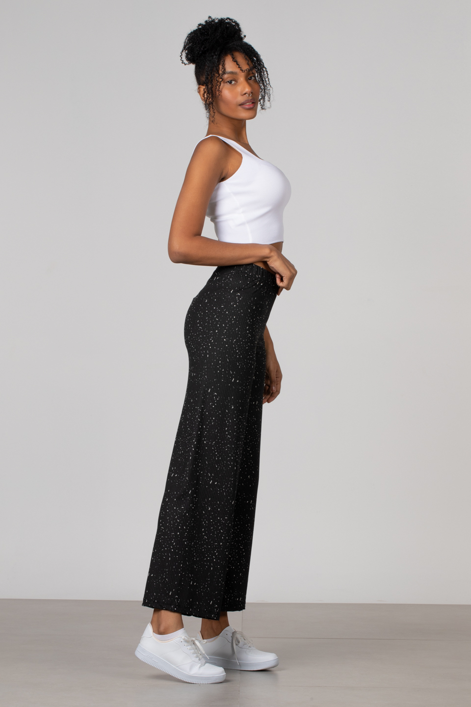 Bol paça kaşkorse pantolon-5898 Taş Desen