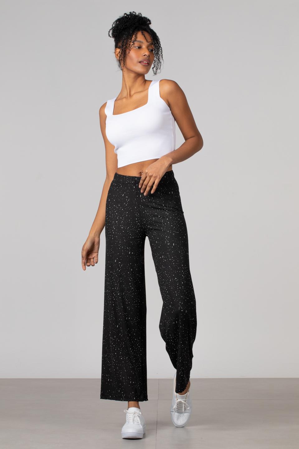 Bol paça kaşkorse pantolon-5898 Taş Desen