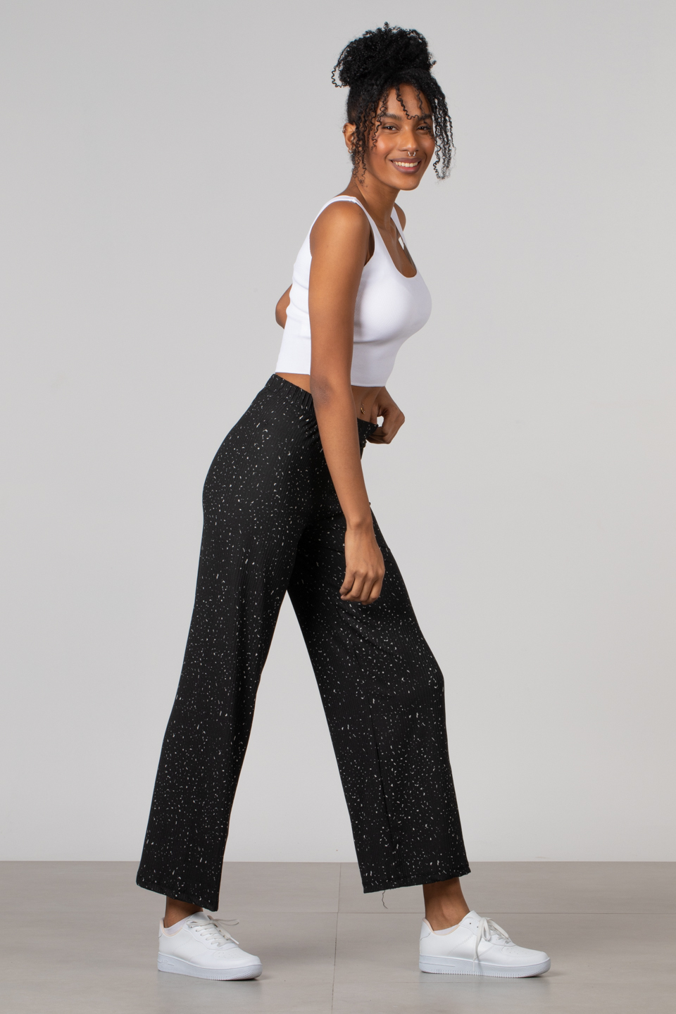 Bol paça kaşkorse pantolon-5898 Taş Desen