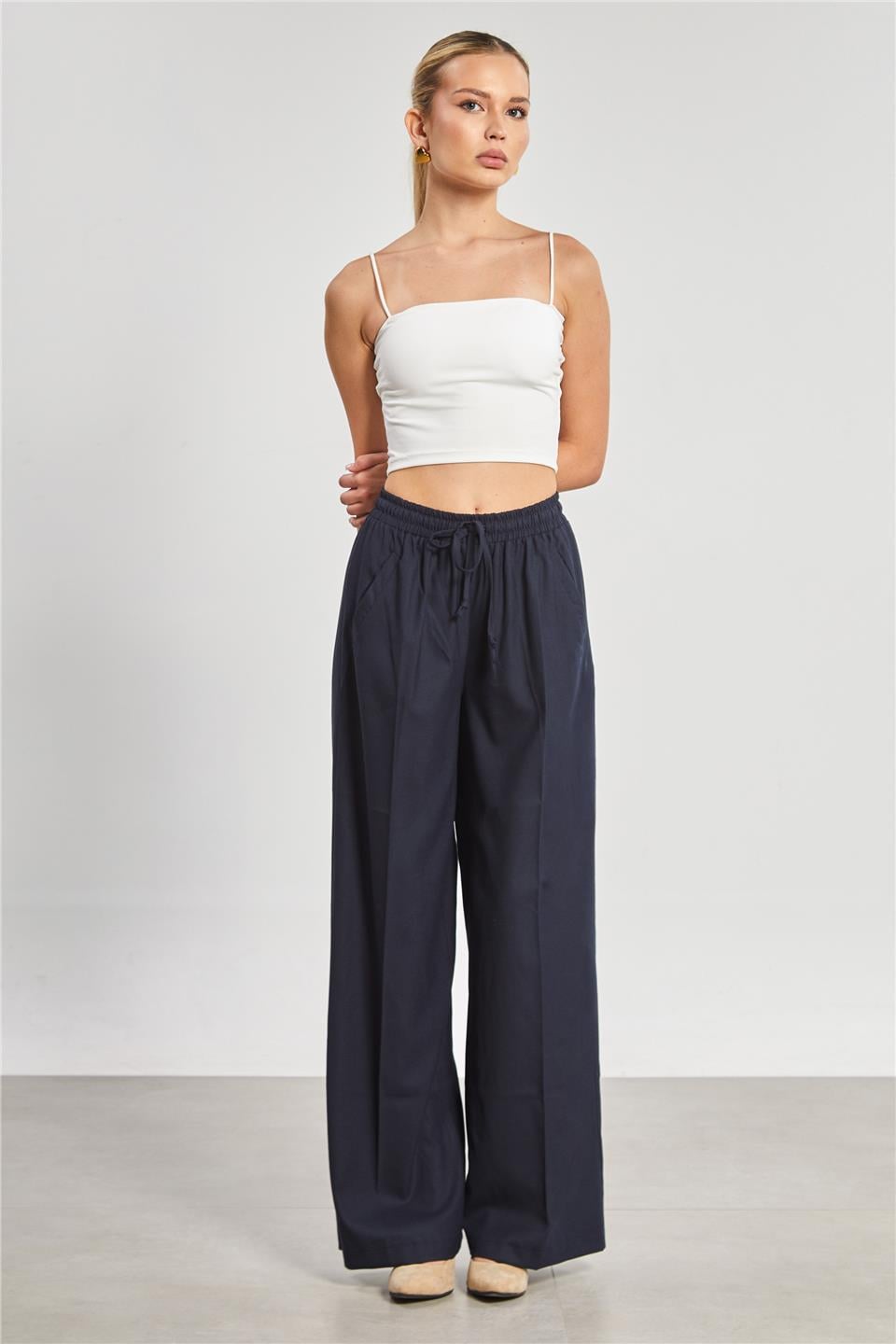 Bol paça palazzo pantolon-3383 Lacivert