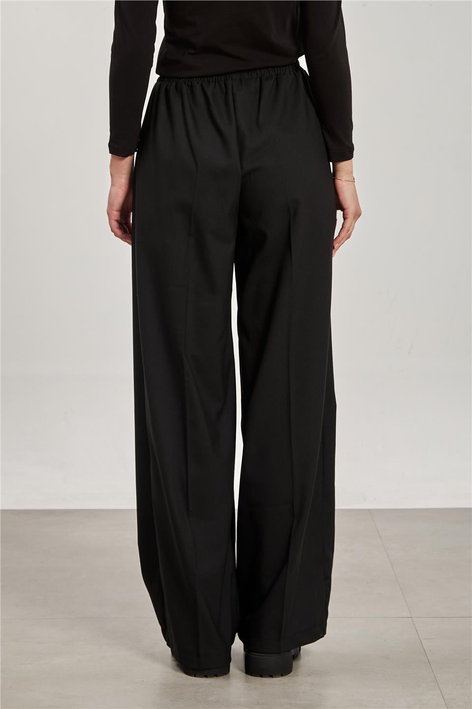 Bol paça palazzo pantolon-3383 Siyah