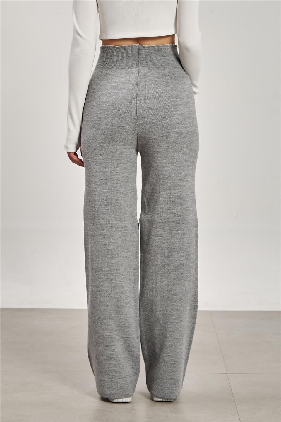 Bol paça triko pantolon-7191 Gri