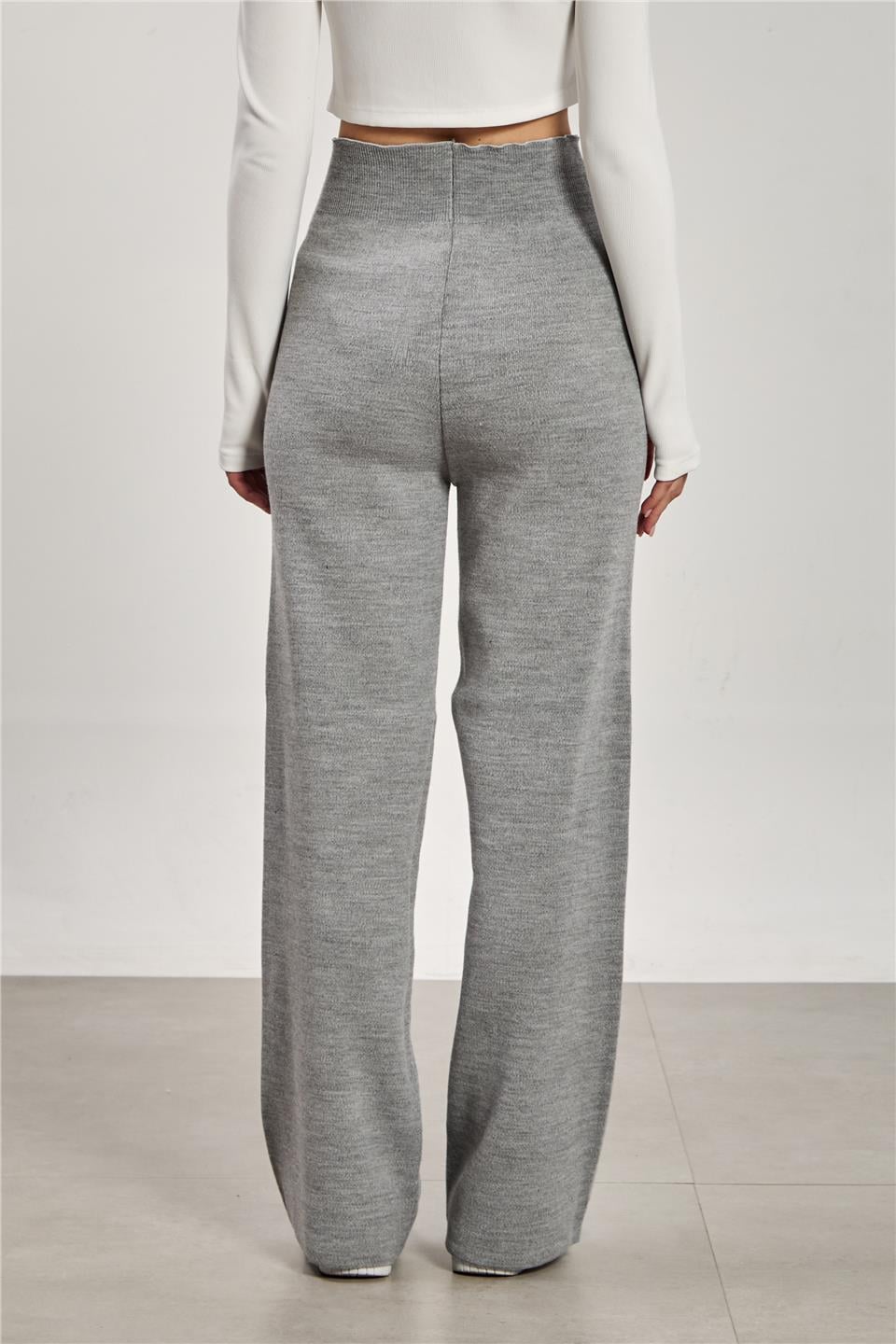 Bol paça triko pantolon-7191 Gri