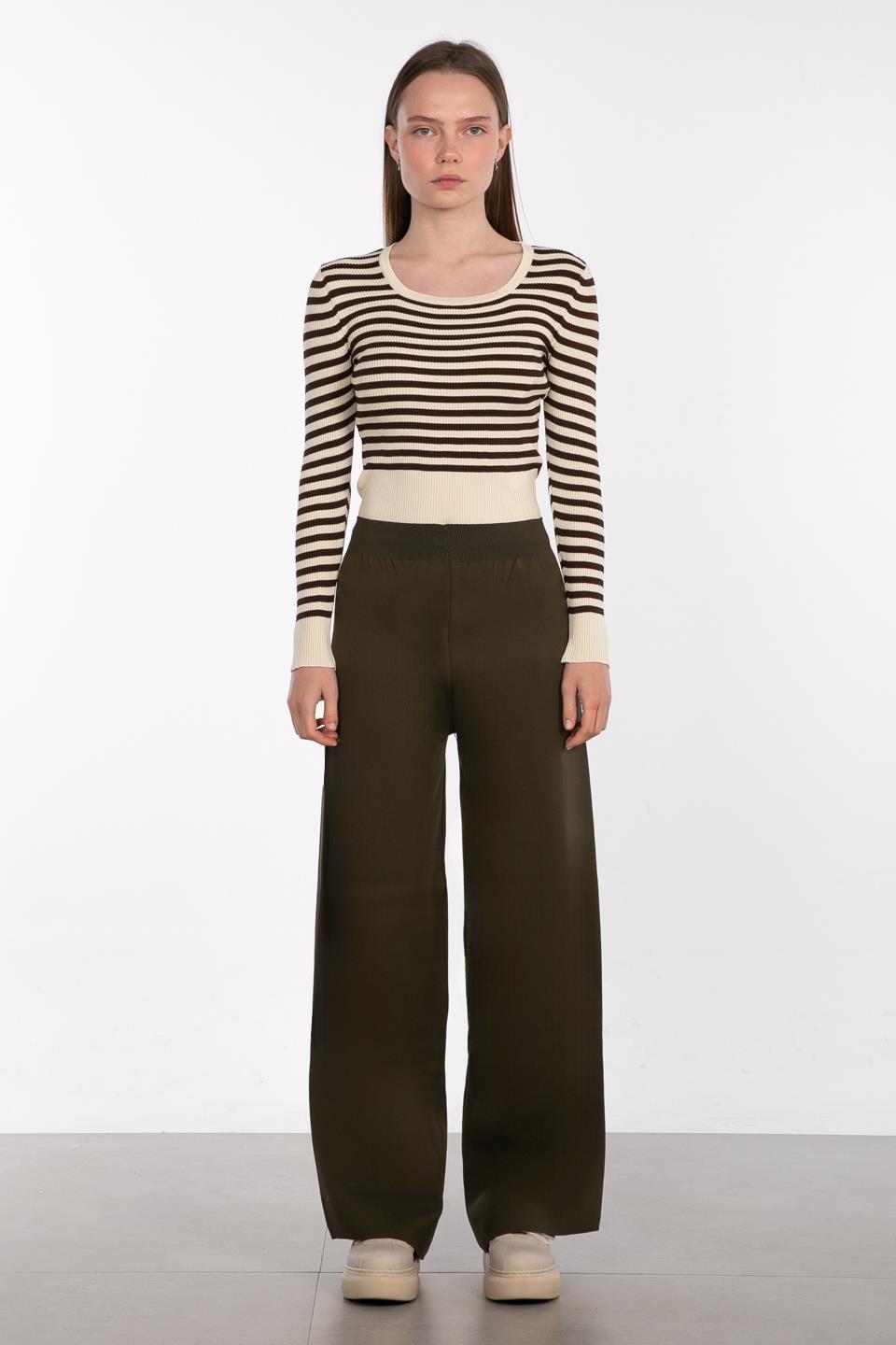 Bol paça triko pantolon-9005 Haki