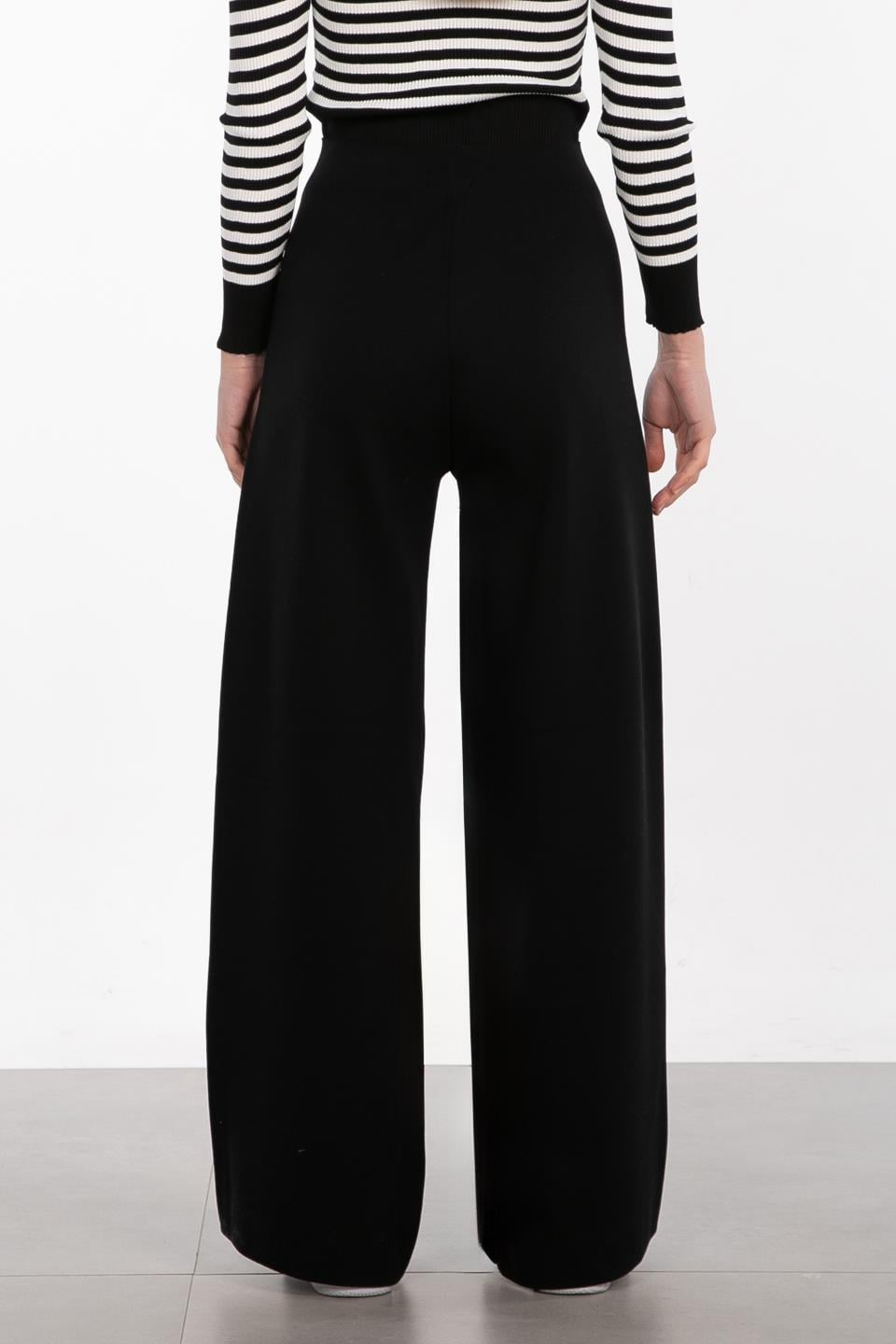 Bol paça triko pantolon-9005 Siyah