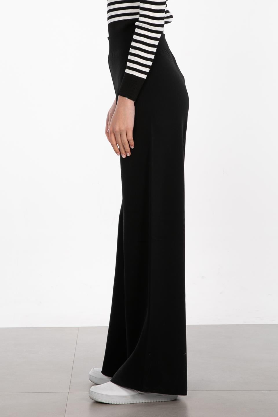 Bol paça triko pantolon-9005 Siyah