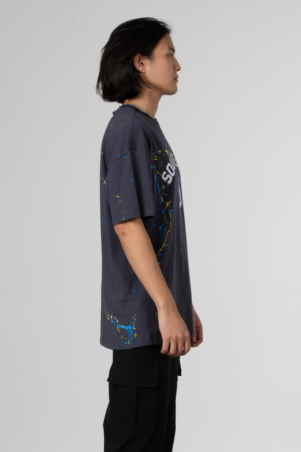 Boya baskılı oversize t-shirt-1030 Antrasit