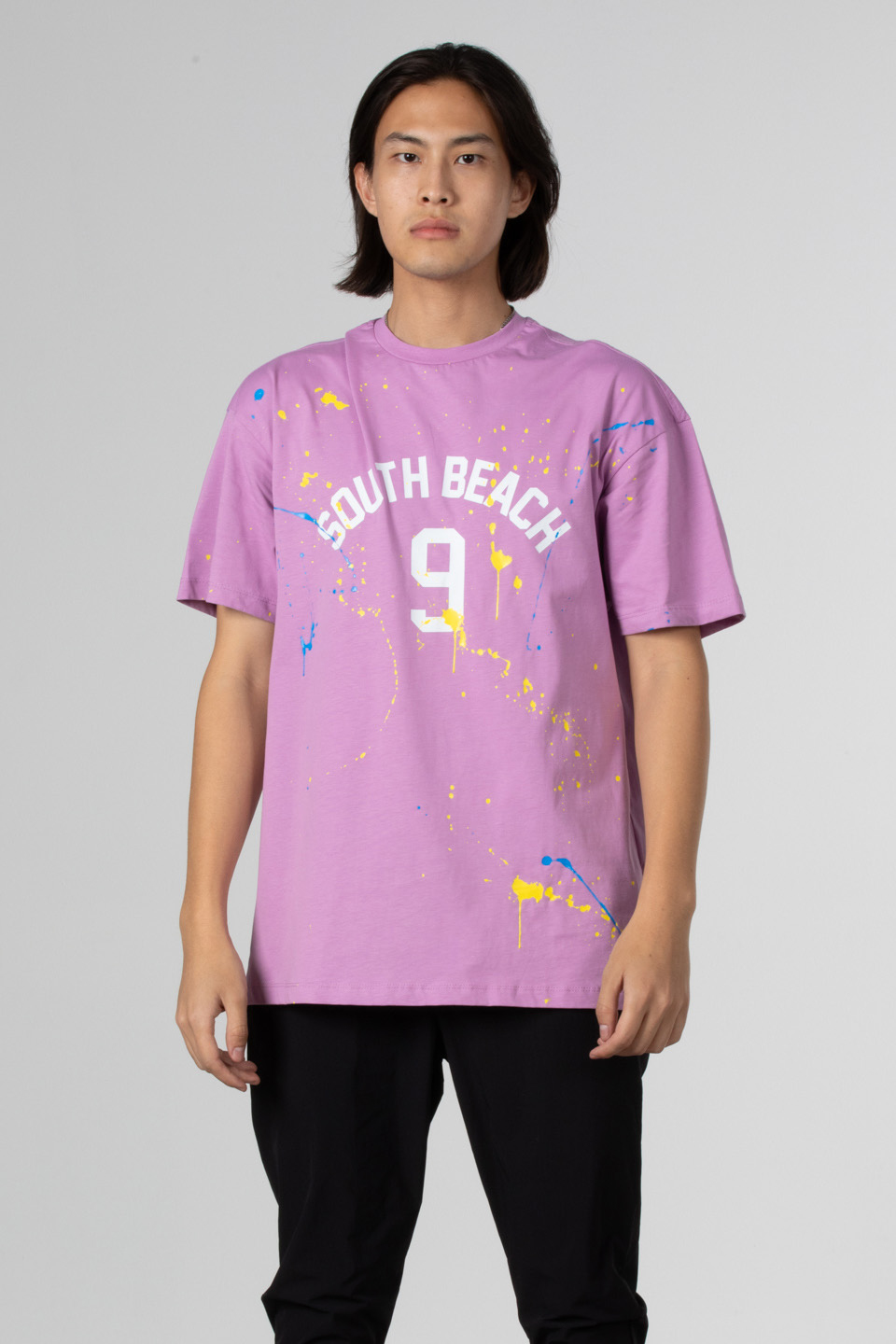 Boya baskılı oversize t-shirt-1030 Lila