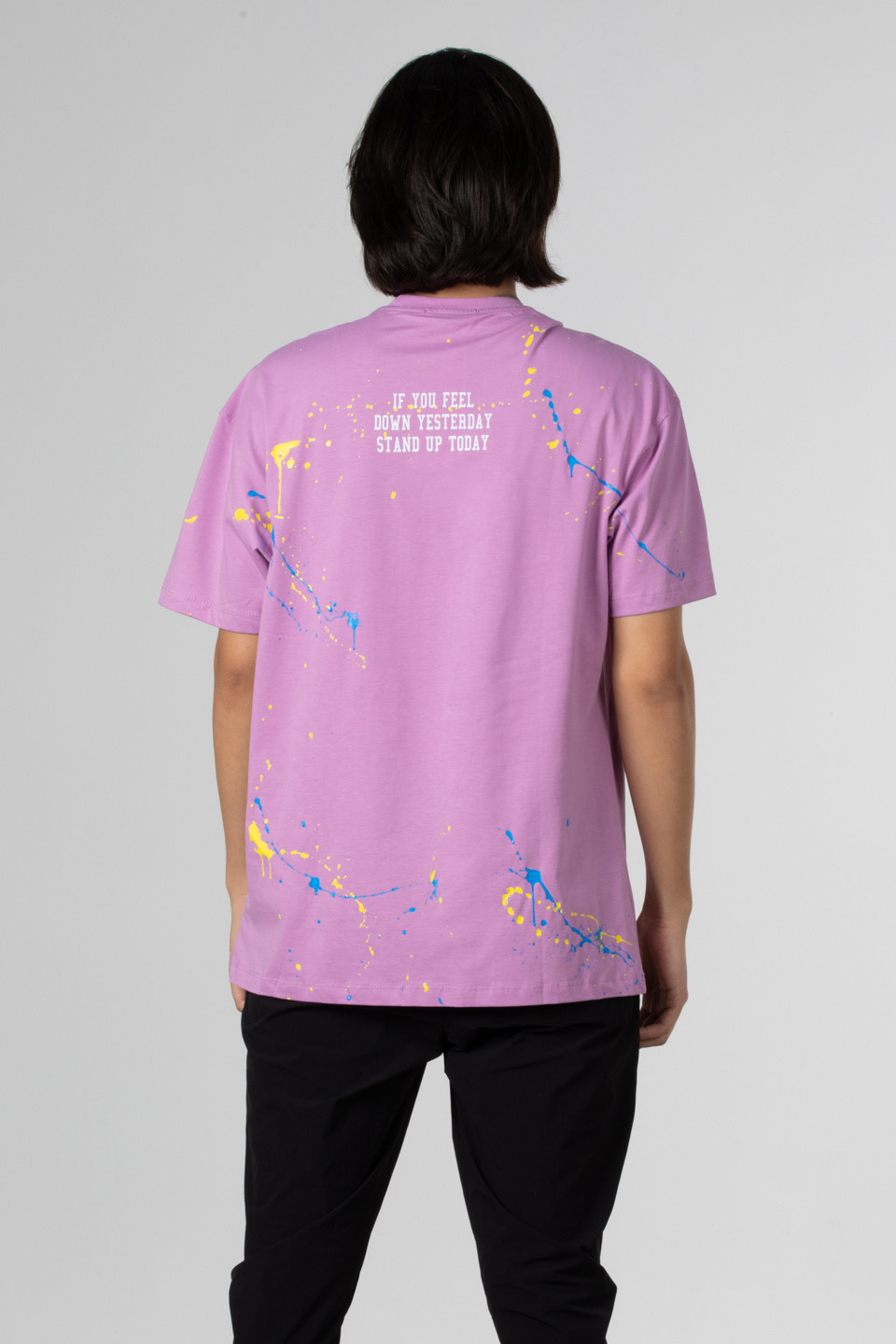 Boya baskılı oversize t-shirt-1030 Lila