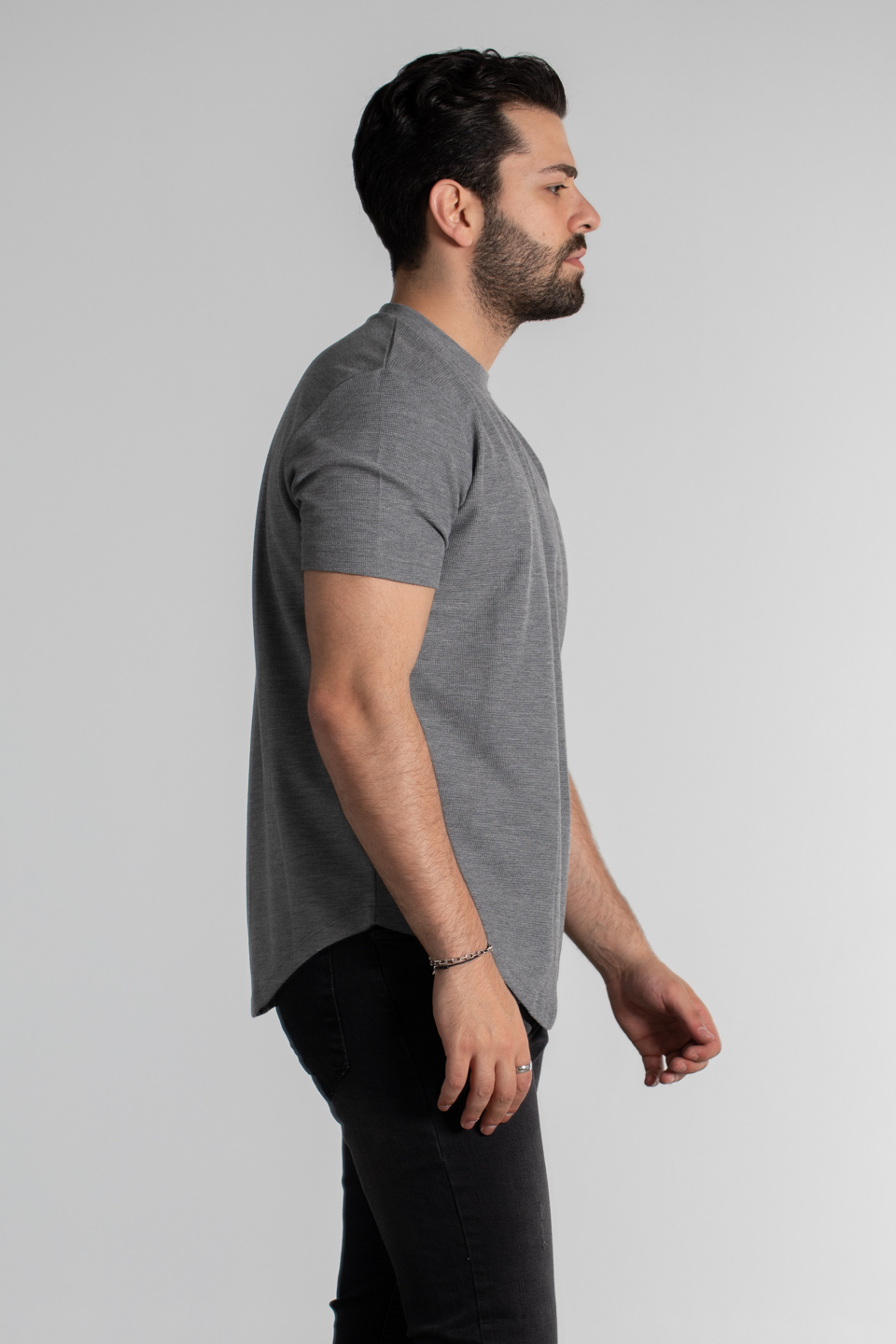 Bürümcük örme t-shirt-8025 Gri