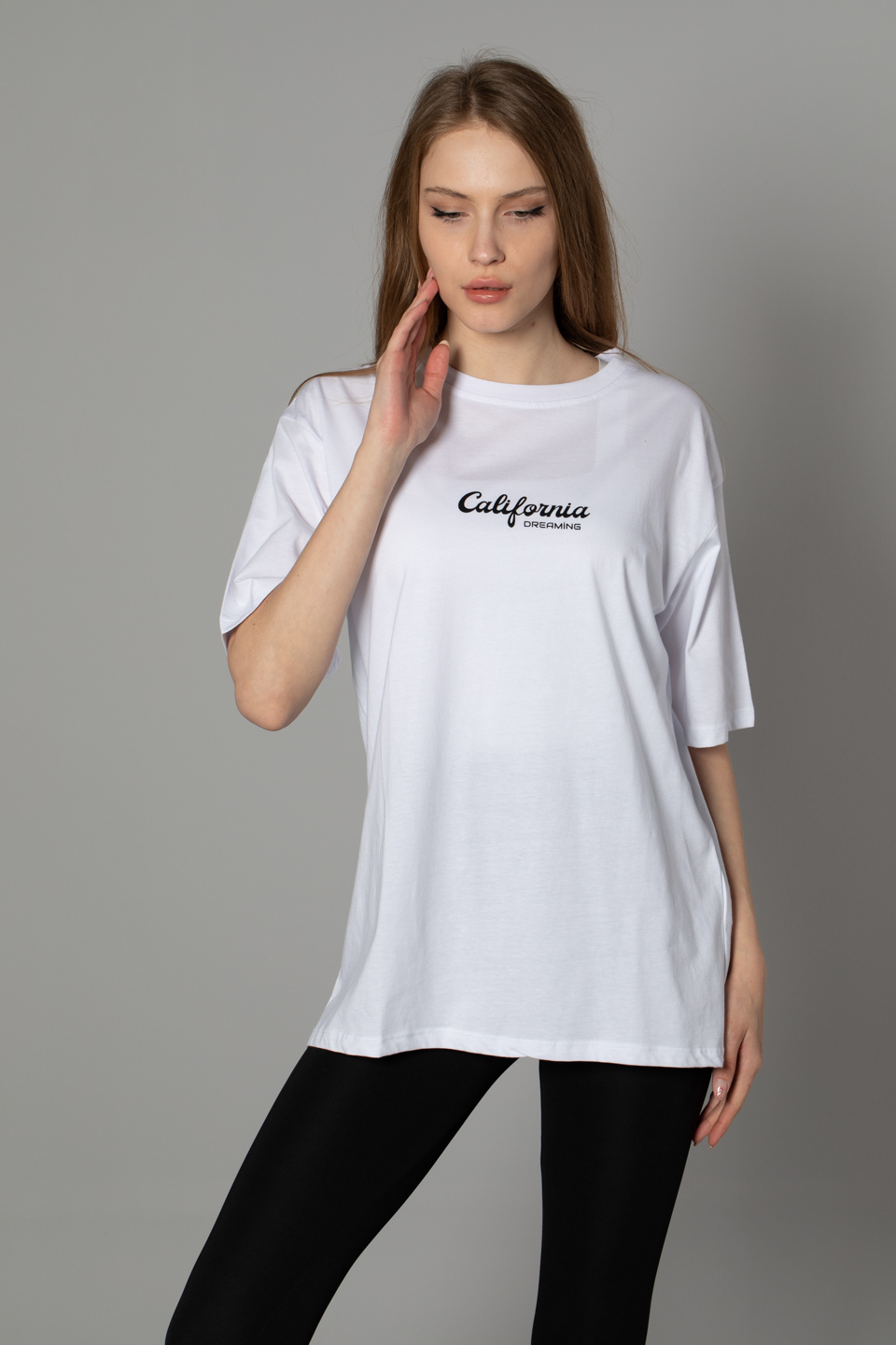 California baskılı t-shırt-4671 Beyaz