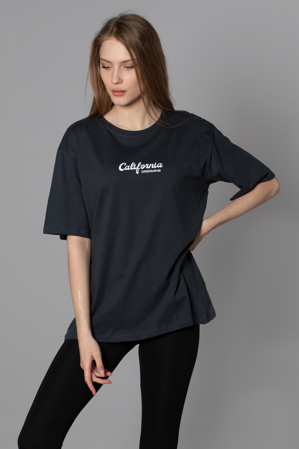 California baskılı t-shırt-4671 Füme