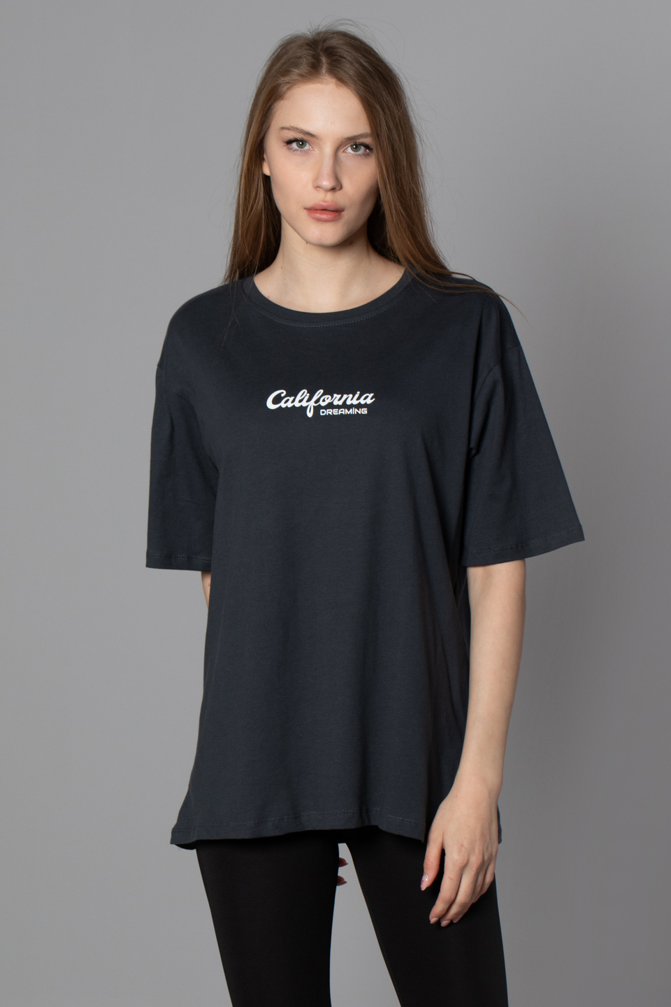 California baskılı t-shırt-4671 Füme