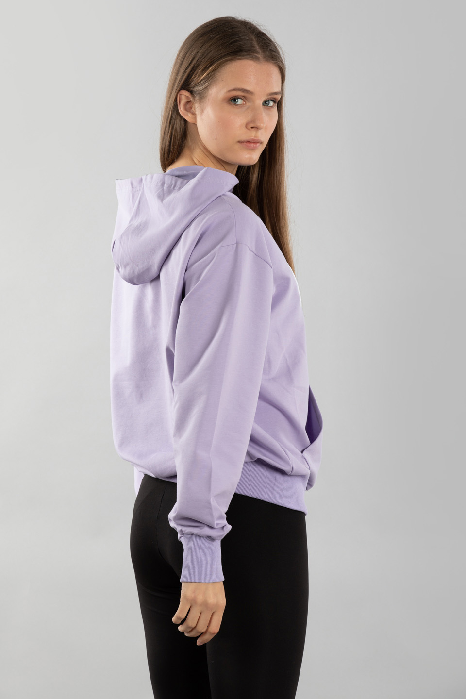 California nakışlı kapüşonlu sweatshırt-5021 Lila