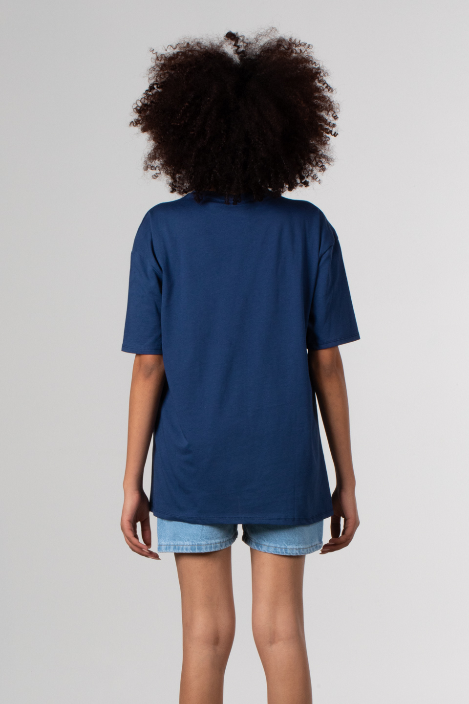 California yazı baskılı t-shirt-81663 Mavi
