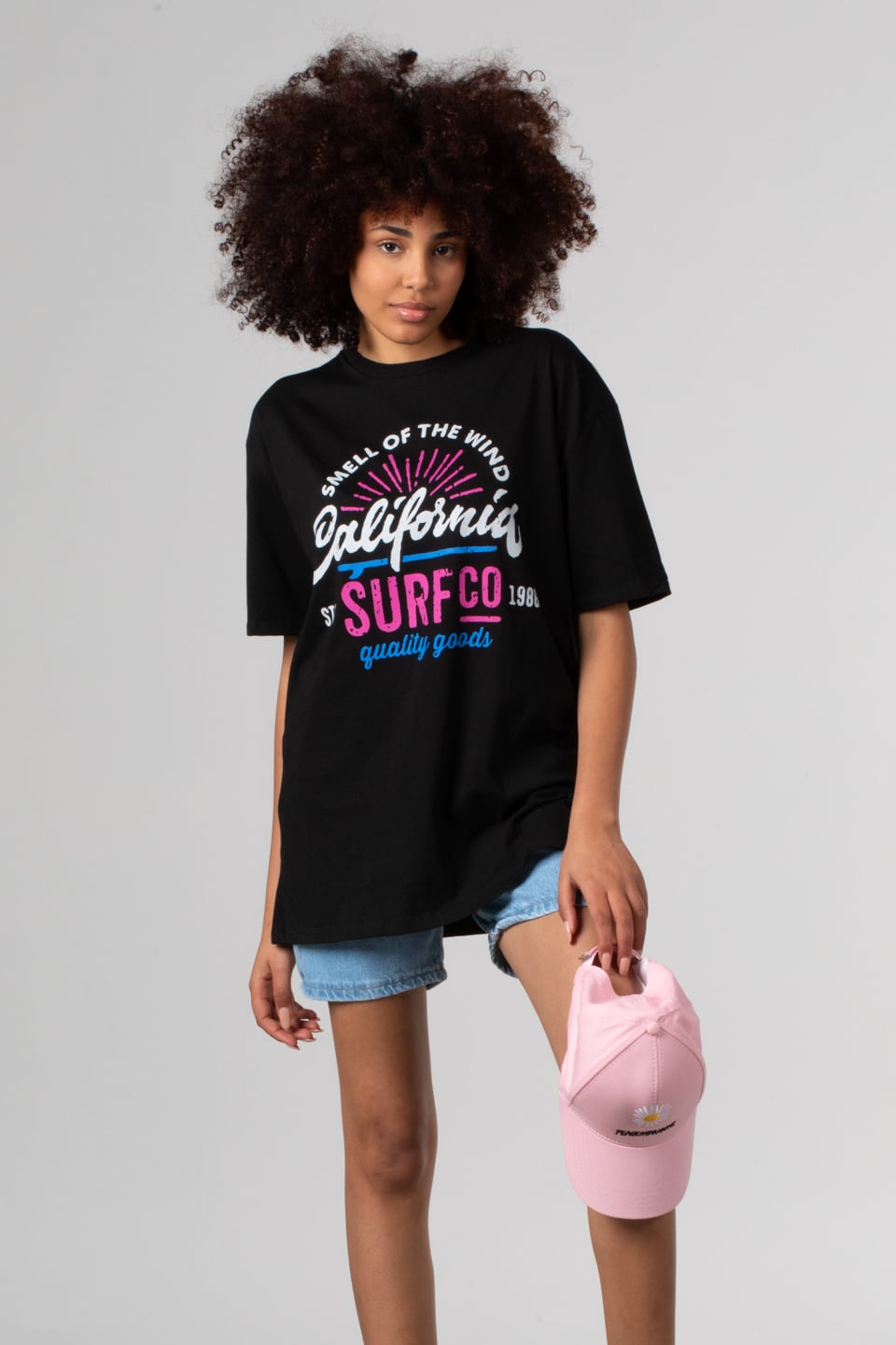 California yazı baskılı t-shirt-81663 Siyah