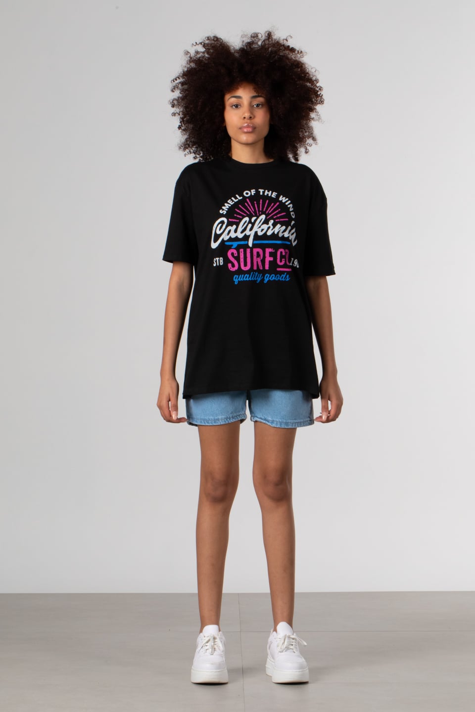 California yazı baskılı t-shirt-81663 Siyah