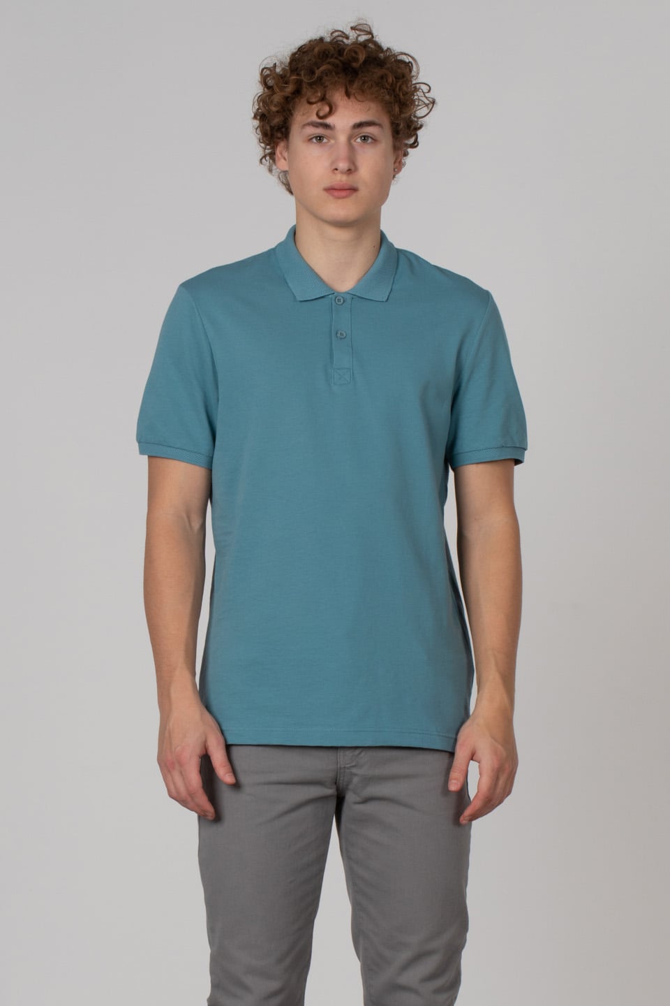 Çelik kumaş polo yaka t-shirt-2303 S.Blue