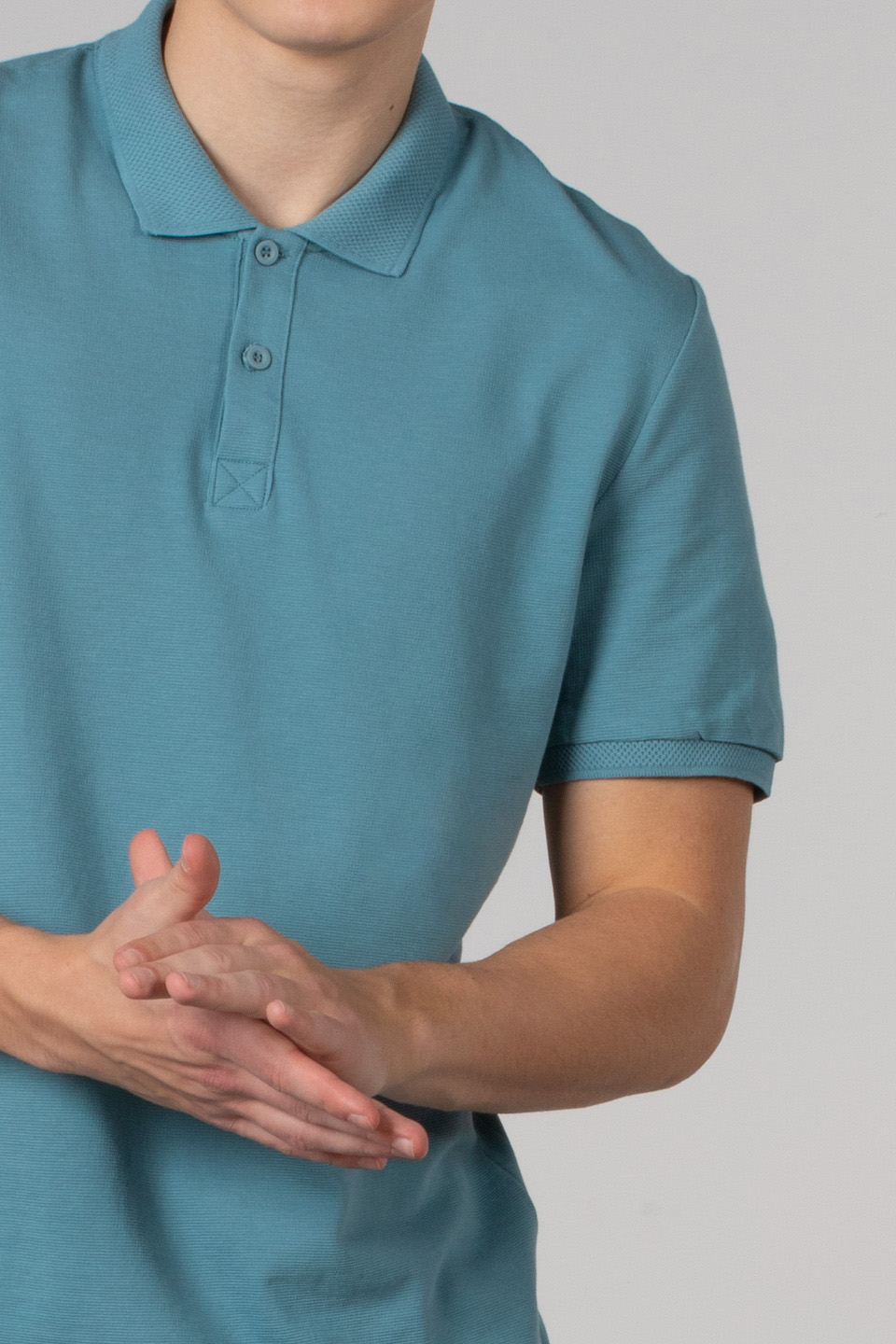 Çelik kumaş polo yaka t-shirt-2303 S.Blue