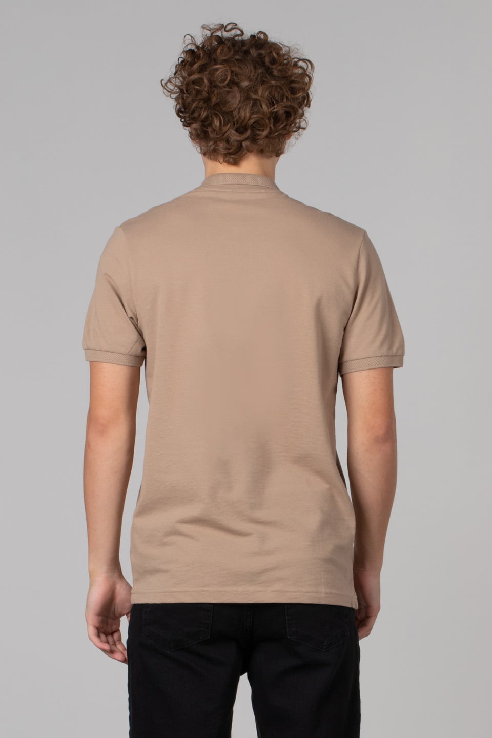 Çelik kumaş polo yaka t-shirt-2303 Vizon