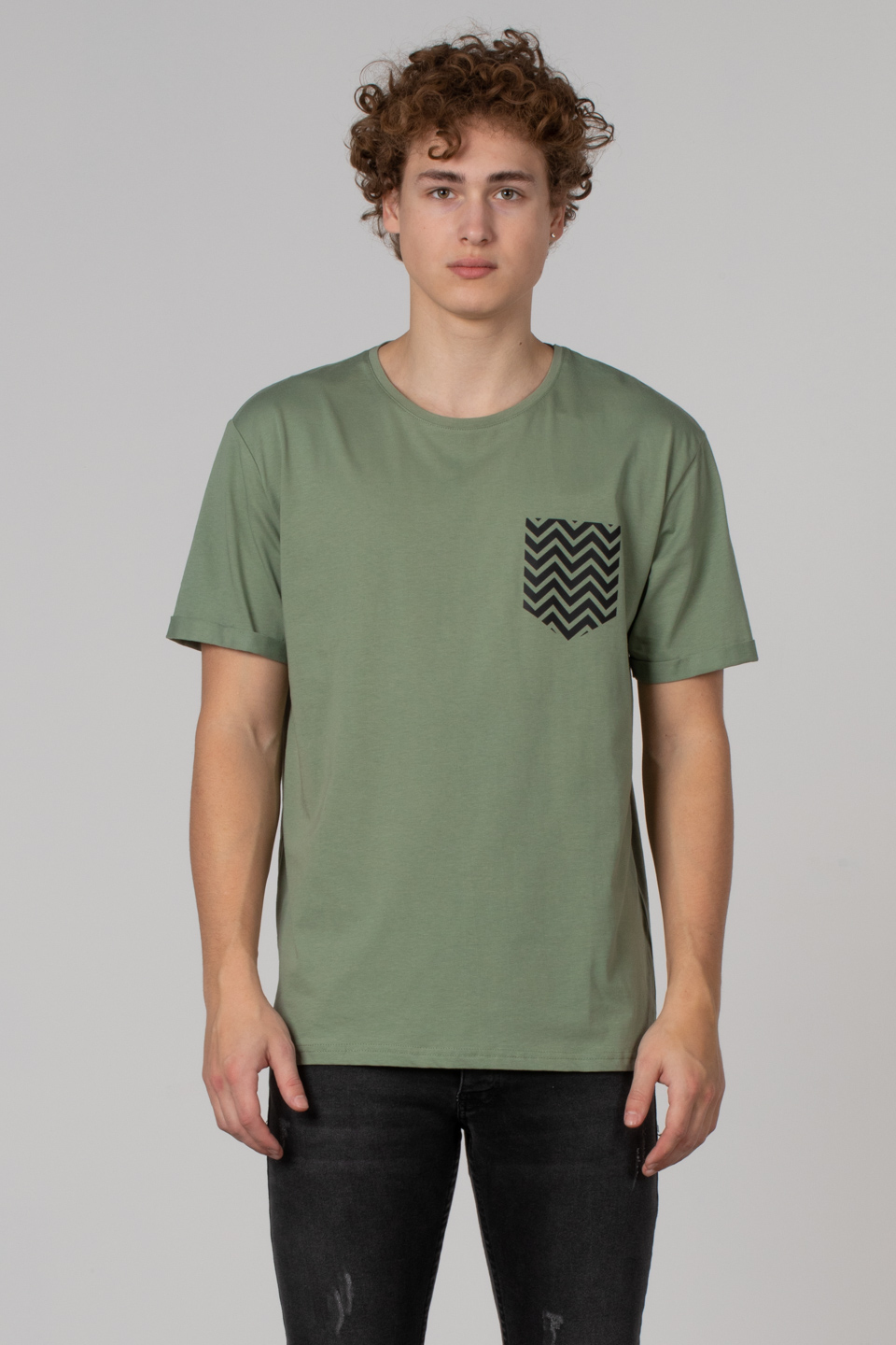 Cep zikzak baskılı t-shirt-2311 Elma