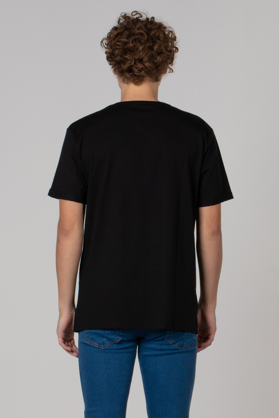 Cep zikzak baskılı t-shirt-2311 Siyah