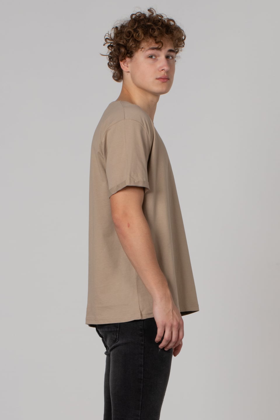 Cep zikzak baskılı t-shirt-2311 Vizon
