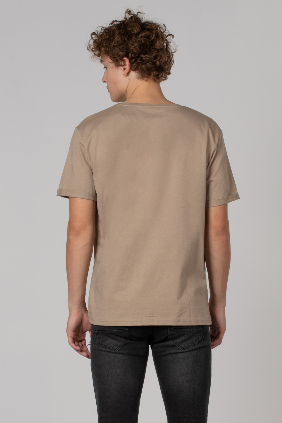 Cep zikzak baskılı t-shirt-2311 Vizon