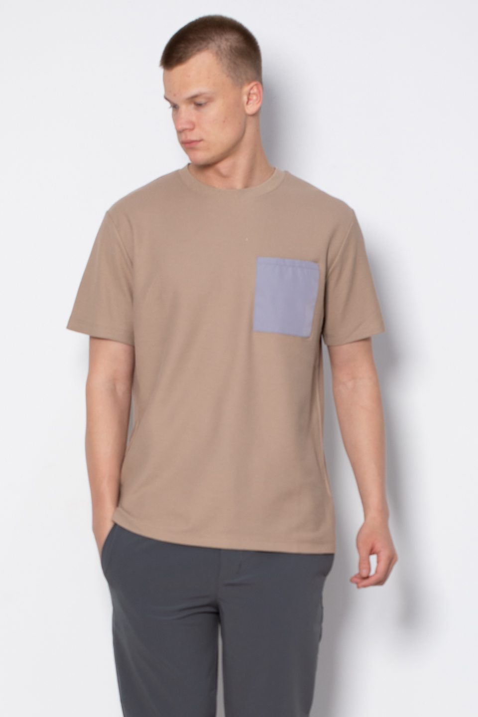 Cepli bisiklet yaka pike t-shirt-2351-1 Vizon