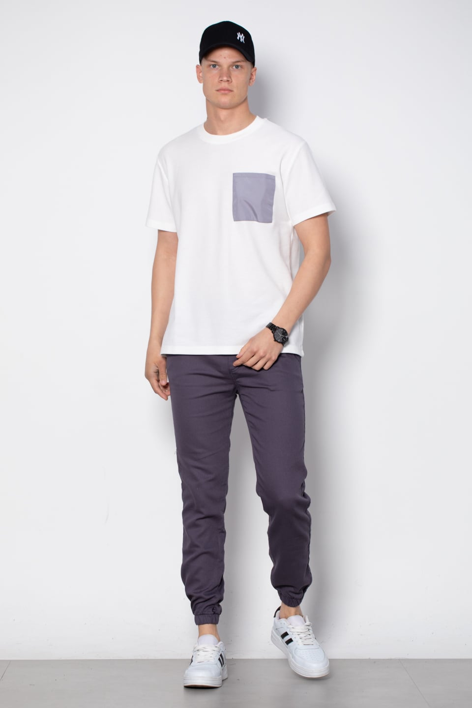 Cepli bisiklet yaka pike t-shirt-2351-1 Beyaz