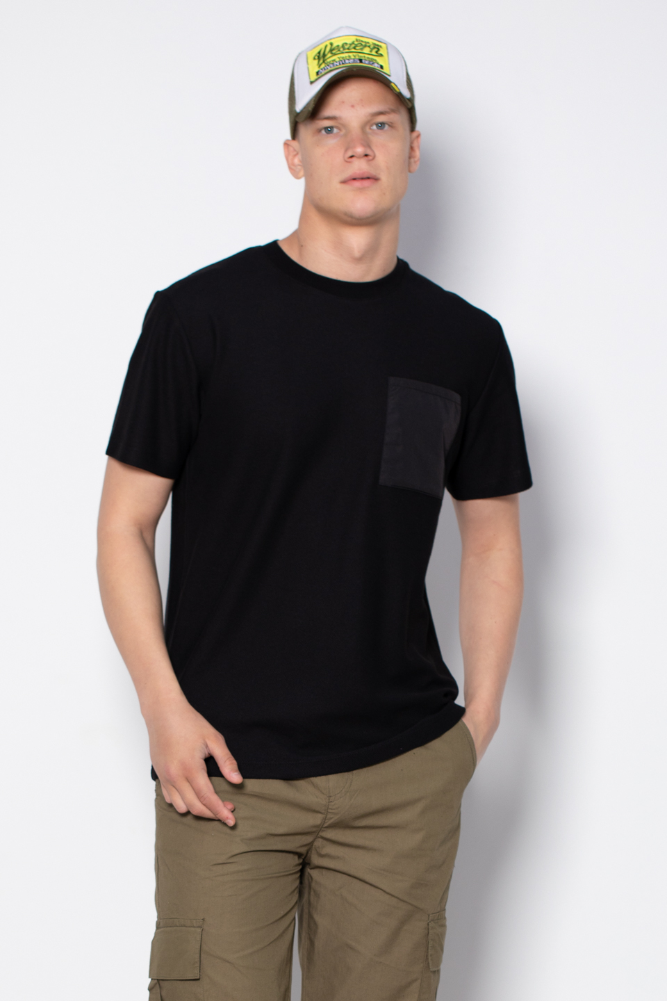 Cepli bisiklet yaka pike t-shirt-2351-1 Siyah