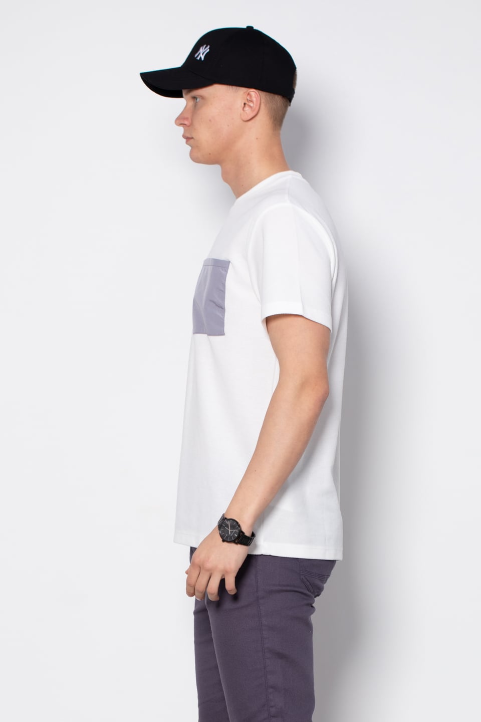 Cepli bisiklet yaka pike t-shirt-2351-1 Beyaz