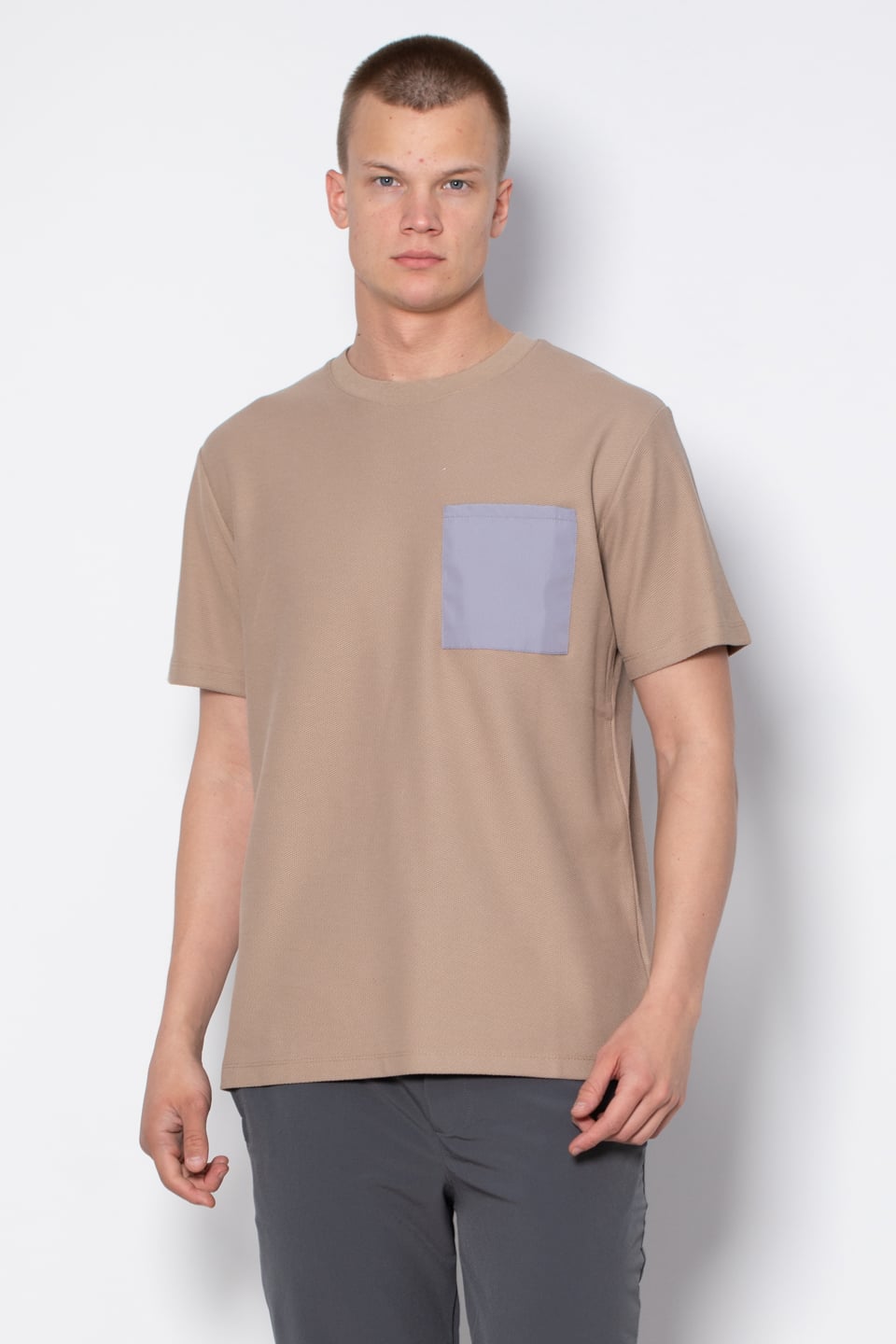 Cepli bisiklet yaka pike t-shirt-2351-1 Vizon