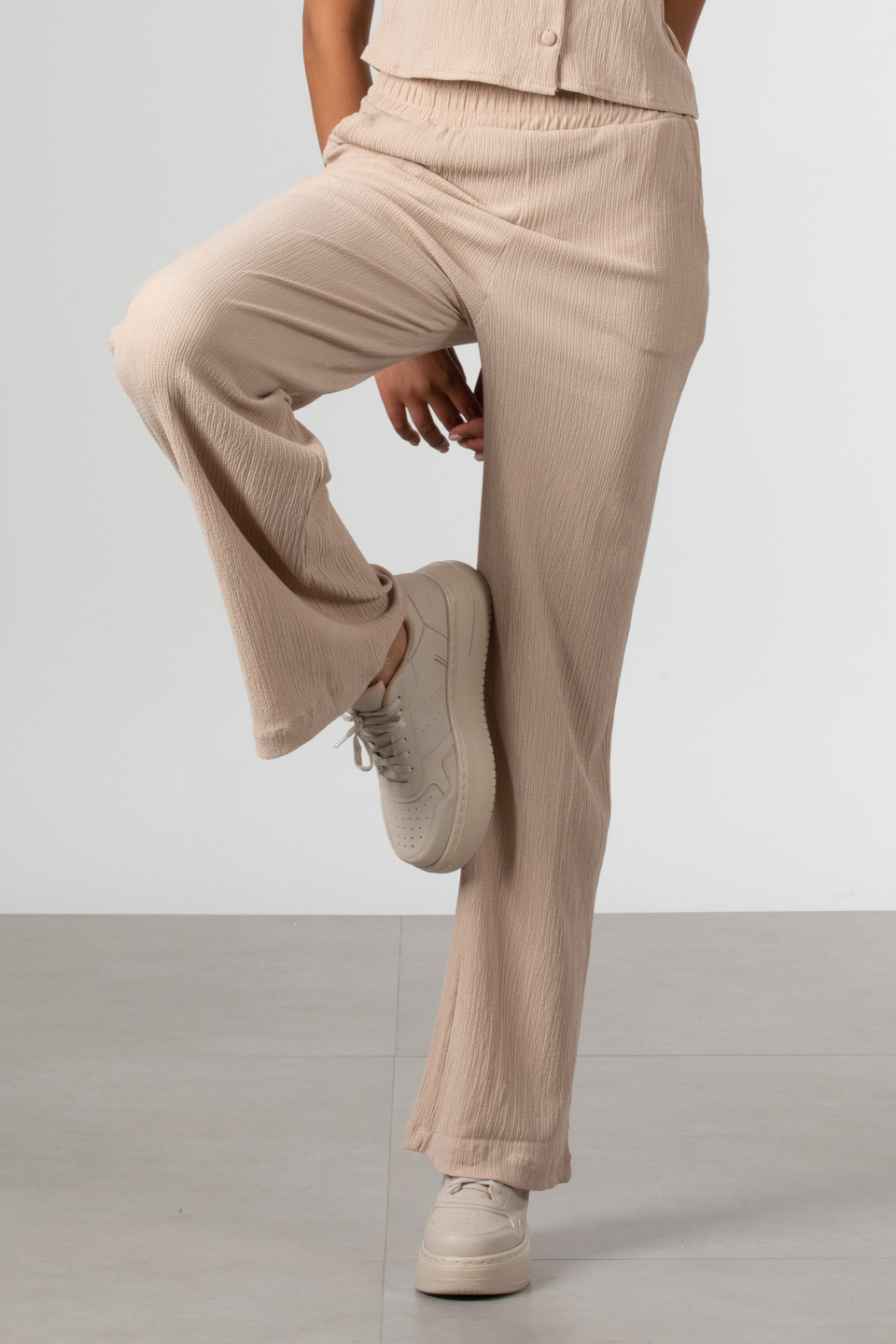 Cepli bol paça bürümcük pantolon-81455-1 Taş