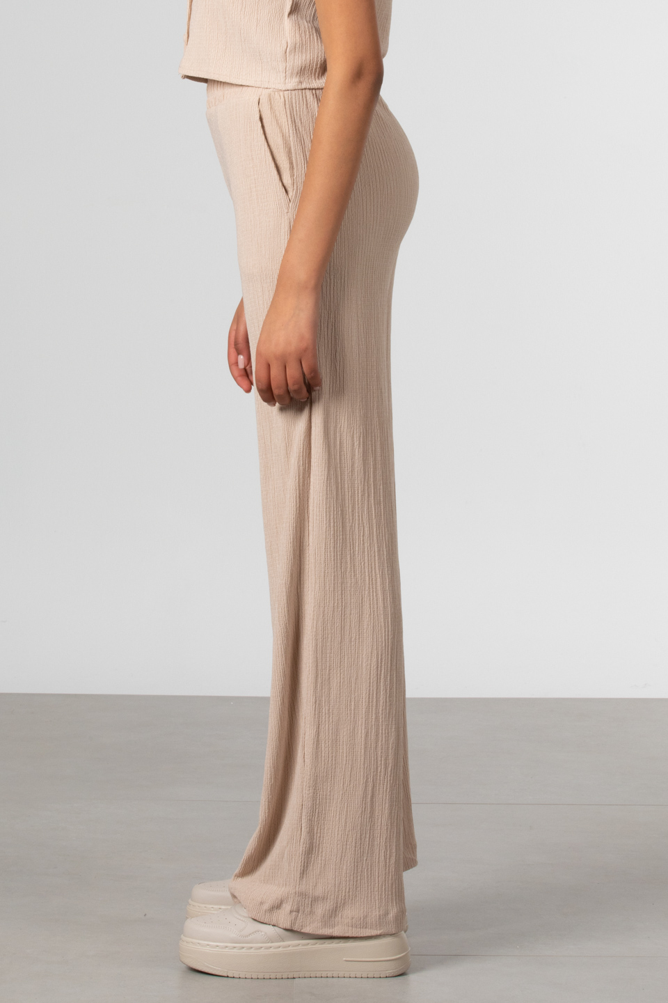 Cepli bol paça bürümcük pantolon-81455-1 Taş