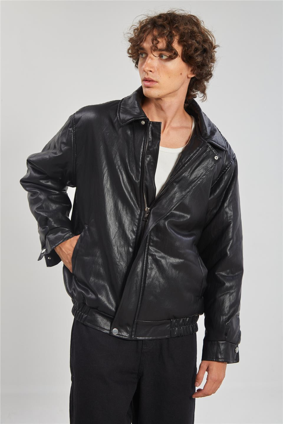 Çift Cep Bomber Erkek Mont - Siyah