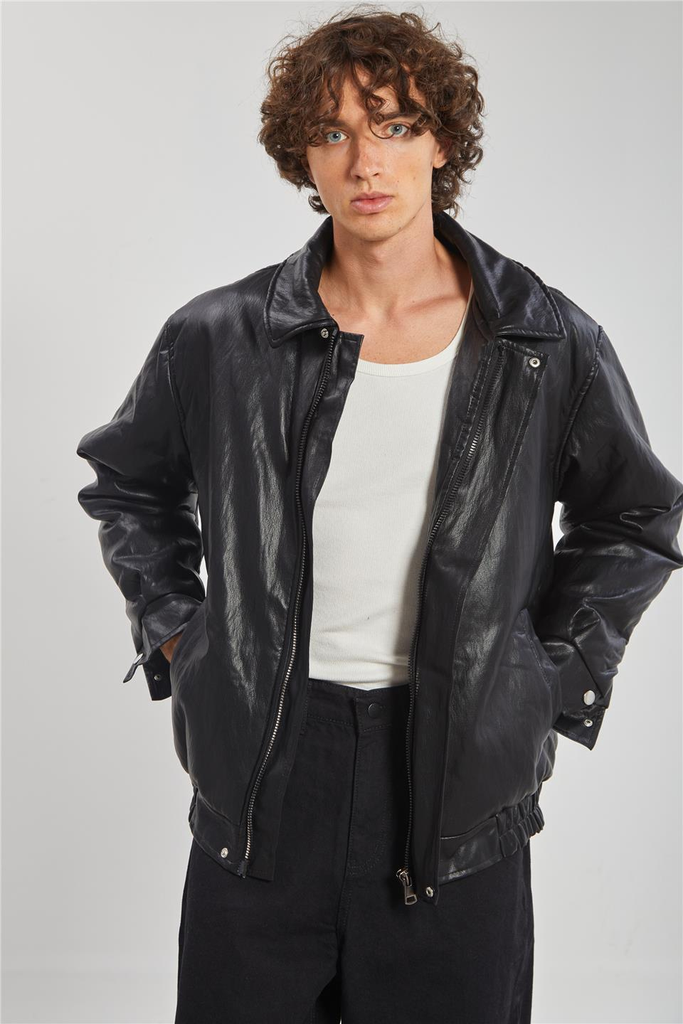 Çift Cep Bomber Erkek Mont - Siyah