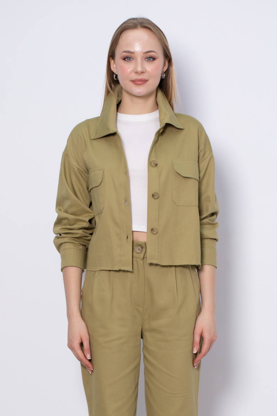 Çift cep ceket-8162 Haki