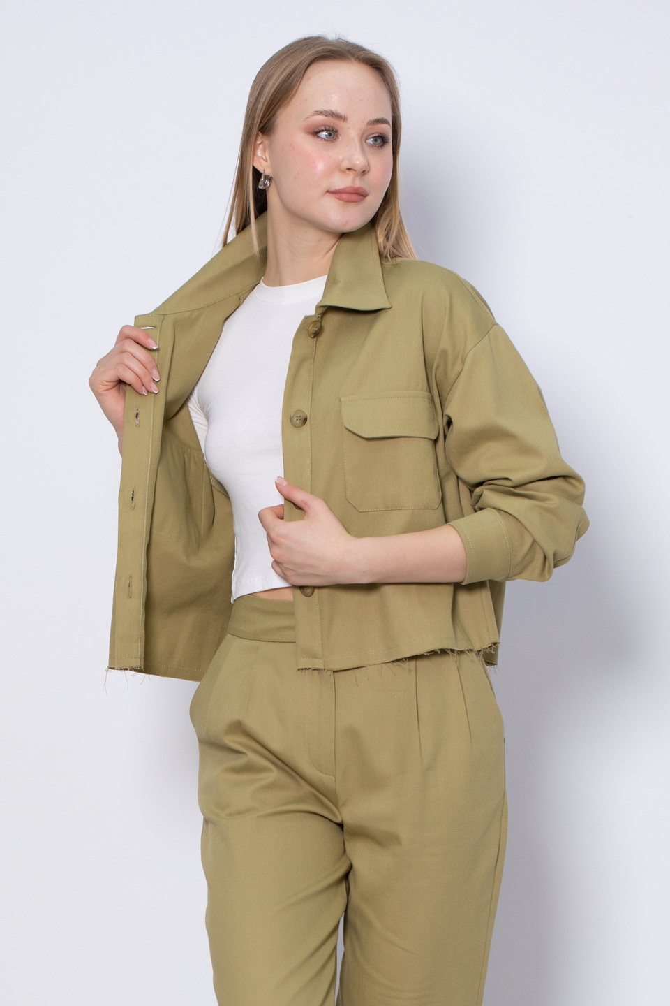 Çift cep ceket-8162 Haki