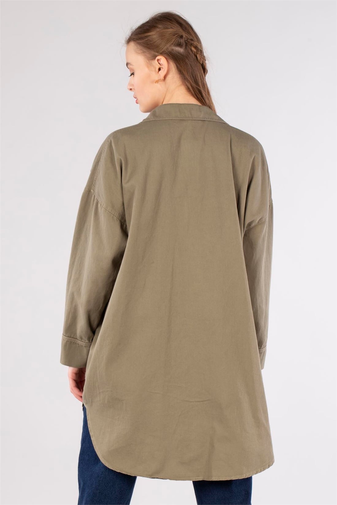 Çift Cep Gabardin Ceket-Haki