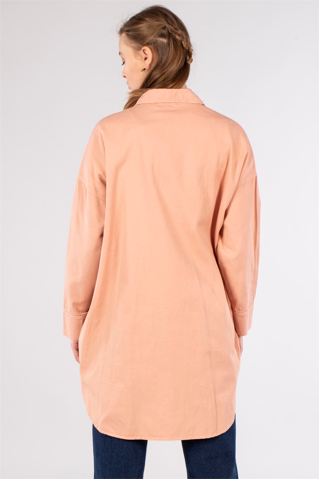 Çift Cep Gabardin Ceket-Pudra