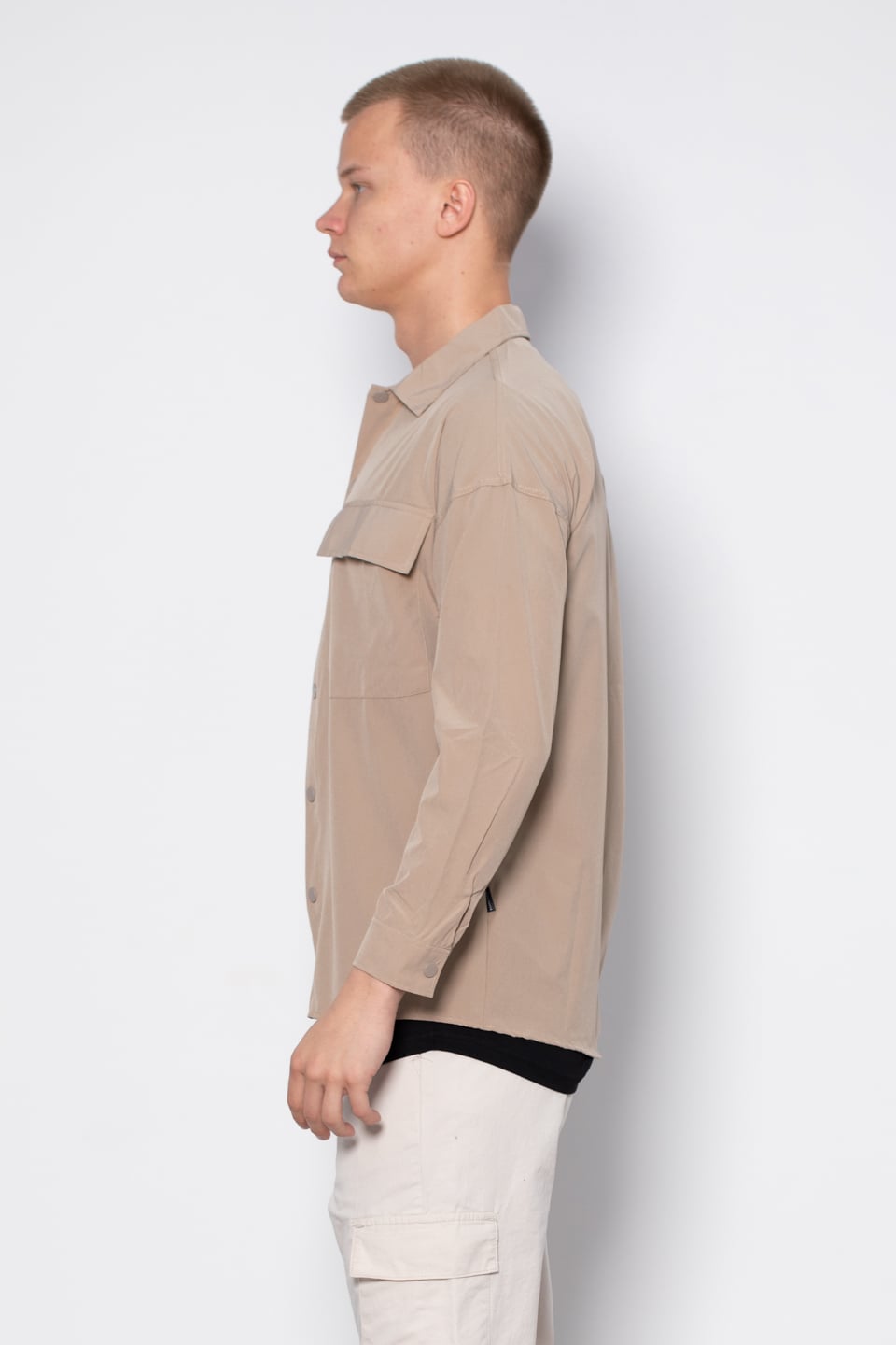 Çift cep gömlek-9084 Bej