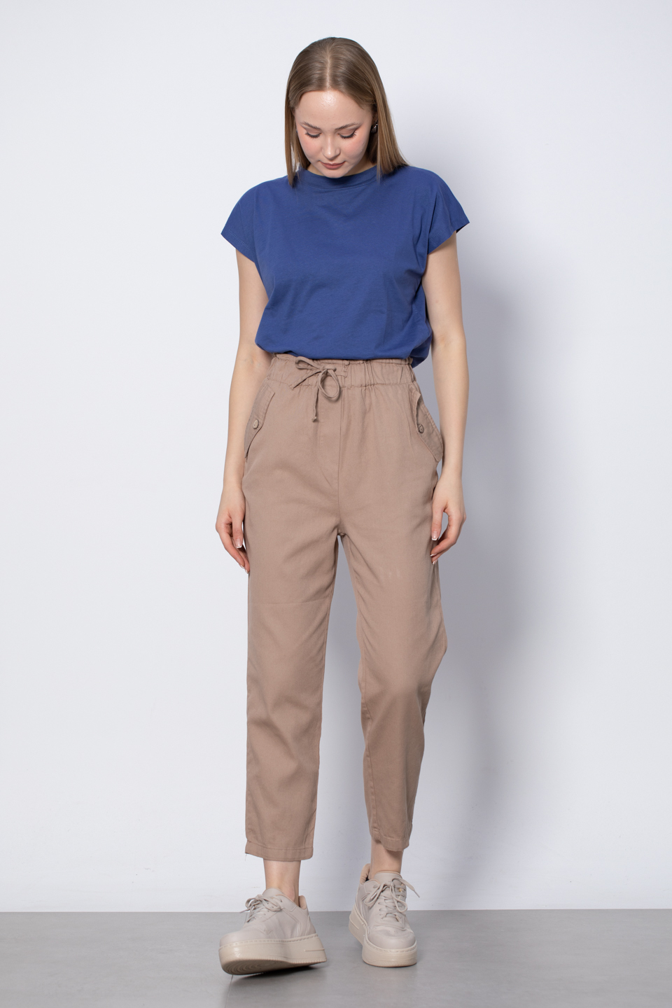 Çift cep kapaklı pantolon-006 Vizon